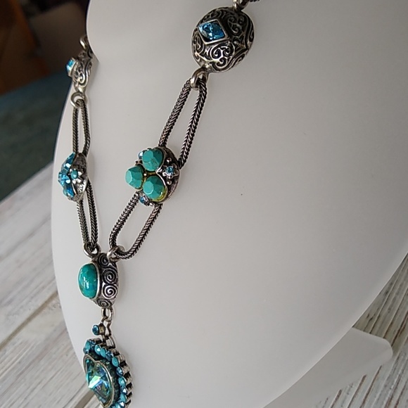 Aqua Swarovski Crystal/Turq SP ❤️ NECKLACE - Picture 7 of 8